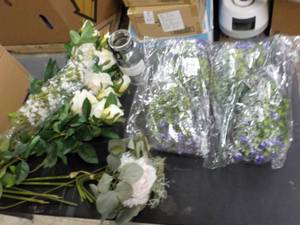 lot 194 image: artificial flowers and vase...