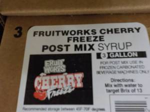 lot 249 image: 4 3 gallon Fruitworks Cherry Freeze...