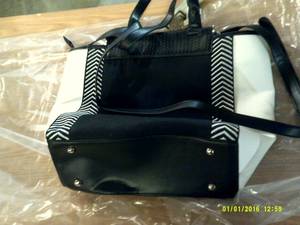 new white and black purse ...