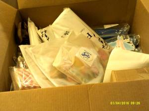 box of party supplies ...