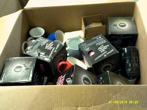 box of coffee cups ...