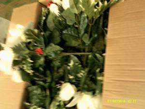 box of fake holiday bushes white...