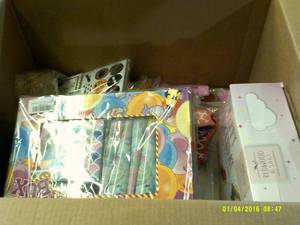 box of party supplies ...