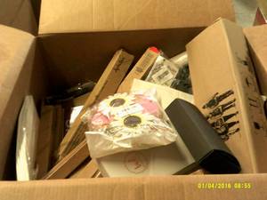 box of art supplies ...