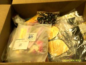 box of party supplies ...