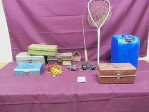 Blue Gas can 5 tackle boxes Varie...