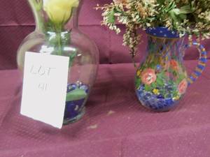 2 Clear Vases with gem rocks...