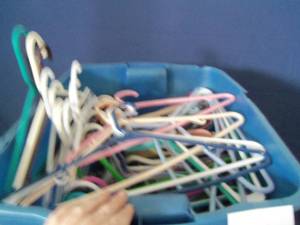 Tote full of hangers...