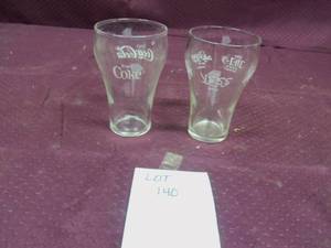 2 Clear Coca Cola Glasses...