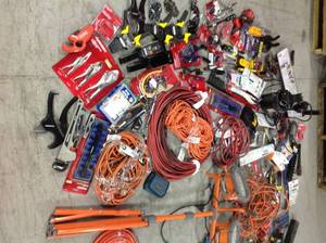 PALLET OF ASSORTED TOOLS AND HARDWARE CUSTOMER RETURNS SEE PICTURES