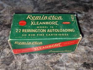 lot 23 image: Collectible Remington Kleanbore Box of 22 Remington Autoloading Ammunition