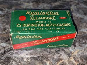 lot 24 image: Collectible Remington Kleanbore Box of 22 Remington Autoloading Ammunition