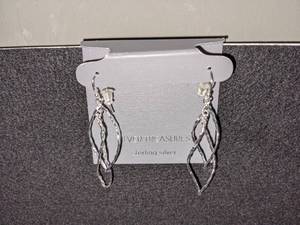 lot 41 image: Sterling Silver Drop Panel Earrings, New