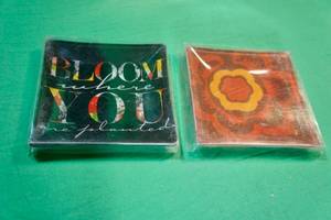 lot 223 image: Michaels Floral Photo Glass Trays - Variety of Designs