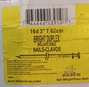 lot 41 image: 50# Grip Rite 16d bright duplex nails