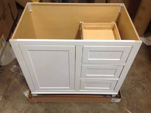 Glacier Bay Kinghurst 36 in. W x 21 in. D x 33.5 in. H Bathroom Vanity Cabinet Only in White see pictures