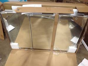 Pegasus 48 in. W x 31 in. H Frameless Recessed or Surface-Mount Tri-View Bathroom Medicine Cabinet with Beveled Mirror see pictures