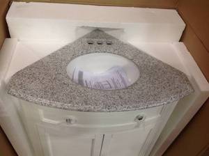 Home Decorators Hamilton 31 in. W x 23 in. D Corner Bath Vanity in Ivory with Granite Vanity Top in Grey see pictures
