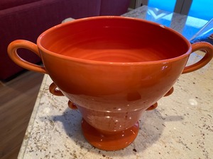 lot 50 image: Decorative Double Handled Orange Vase by Global Views