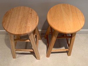 lot 97 image: Pair of Counter Height Wood Barstools