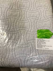 Trevor Washed Velvet Glacier Gray Solid Cotton Twin Coverlet, 50316Q-T-GLCRGRY, NEW