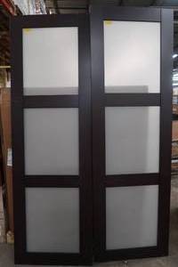 lot 21 image: Truporte 24 in x 80.25 in. Espresso 3-Lite Tempered Frosted Glass MDF Interior French Door