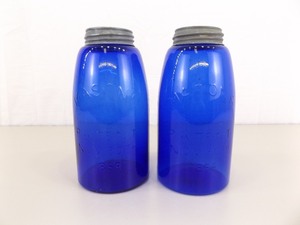 lot 3 image: 2 Antique 1858 Cobalt Blue Mason Jars