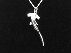 lot 53 image: .925 Sterling Silver Hammerhead Shark Pendant Necklace