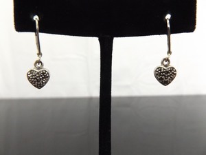 lot 64 image: .925 Sterling Silver Art Nouveau Heart Dangle Flip Hook Earrings