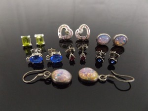 lot 66 image: 7 Pairs of .925 Sterling Silver With Stones, Crystal, Glass, etc. Earrings