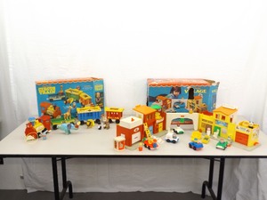 lot 96 image: 2 Vintage Fisher Price Play Family Village and Circus Train with Original Boxes