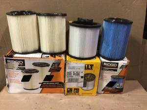 Lot of assorted Ridgid Shop Vac Filters see pictures