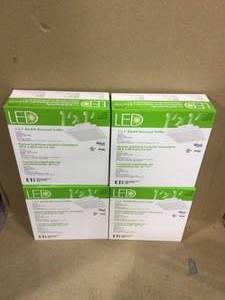 lot 9 image: Lot of 4 Commercial Drop Ceiling 1 ft. x 1 ft. White 4000K Integrated LED Flat Panel Troffer by ETi not used see pictures
