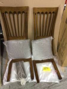lot 10 image: Minette Grey and Walnut Fabric Dining Chair (Set of 2) by Baxton Studio open box see pictures