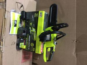 lot 17 image: ONE Lithium 10 in. 18-Volt Lithium-Ion Cordless Chainsaw - 1.5 Ah Battery and Charger Included by RYOBI open box see pictures