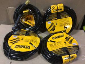 lot 19 image: Lot of 4 DEwalt 516 in. x 25 ft. 3700 psi ReplacementExtension Hose not used see pictures