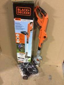 lot 29 image: 12 in. 20V MAX Lithium-Ion Cordless 2-in-1 String Grass TrimmerLawn Edger with (1) 2.0Ah Battery and Charger Included by BLACKDECKER see pictures