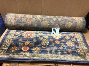lot 41 image: Tulsa Arya Traditional Vintage Oriental Blue 2 ft. 7 in. x 9 ft. 10 in. Runner Rug by Well Woven not used see pictures