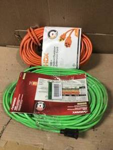 lot 56 image: 100 ft. 163 IndoorOutdoor Extension Cord, Orange by HDX  PLUS 100 ft. 162 IndoorOutdoor Extension Cord, Green by Husky