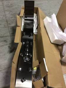 lot 70 image: 65 in. 8-Jet Shower Panel in Space Gray Brushed Stainless Steel with Rainfall Waterfall Style open box see pictures
