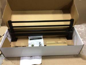 lot 76 image: Farrington 21 in. Wall Mount Towel Rack with Towel Bar in Matte Black not used see pictures