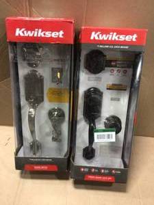 lot 80 image: Arlington Satin Nickel Single Cylinder Door Handleset with Lido Door Lever Featuring SmartKey Security by Kwikset ( 2 ) open box see pictures
