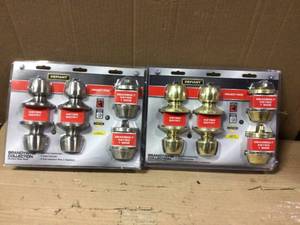 lot 92 image: Brandywine Polished Brass Single Cylinder Keyed Entry Project Pack by Defiant See pictures open pkgs