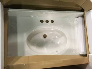 31 in. W x 19 in. D Cultured Marble Vanity Top in White on White with White on White Basin by Design House