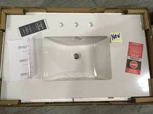 37 in. W x 22 in. D Engineered Marble Vanity Top in Snowstorm with White Single Trough Sink