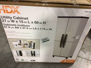 27 in. W 4 Shelf Plastic Multi-Purpose Cabinet in Gray by HDX