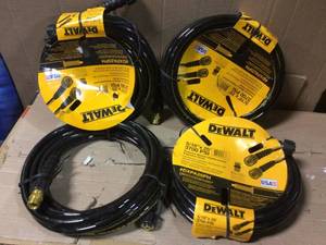Lot of 4 DEwalt 516 in. x 25 ft. 3700 psi ReplacementExtension Hose not used see pictures