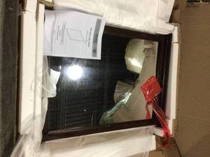 Home Decorators 24 in. W x 31 in. H Framed Rectangular Bathroom Vanity Mirror in Mahogany see pictures