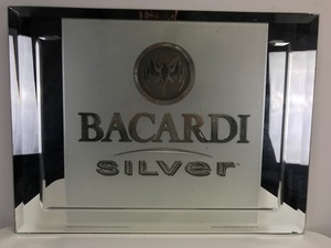 Bacardi Silver Mirrored Sign (Chipped Corners)