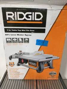 lot 59 image: RIDGID 6.5 Amp Corded 7 in. Table Top Wet Tile Saw